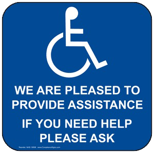 Handicap sign providing assistance