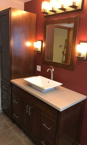 Bathroom vanity sink and cabinet